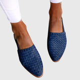 Women's Woven Synthetic Leather Slip-On Flat Sandals
