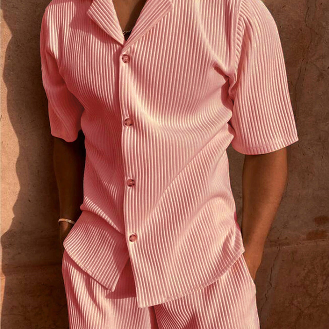 Men's Striped Shirt & Shorts Set