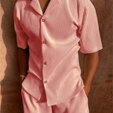 Men's Striped Shirt & Shorts Set