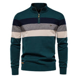 Men's Striped Quarter Zip Pullover Sweater