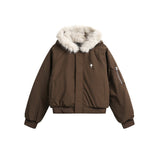 Men's Hooded Faux Fur Trim Bomber Jacket