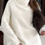 Women's Brown Autumn Oversized Roll Neck Jumper