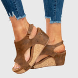Women's Open-Toe Slip-On Platform Wedge Sandals