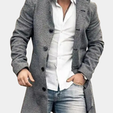 Men's Button Front Long Coat