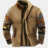 Men's Pattern Sleeve Fleece Zip Jacket
