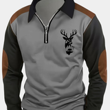 Men's Quarter Zip Contrast Sleeve Pullover