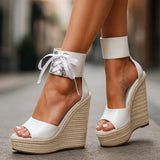 Women's Lace-Up Ankle Cuff Platform Wedge Sandals