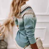 Women's Fair Isle Mock Neck Long Sleeve Sweater
