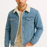 Harbour Weston Men's Thickened Denim Fleece Jacket - Winter Loose Fit