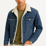 Harbour Weston Men's Thickened Denim Fleece Jacket - Winter Loose Fit