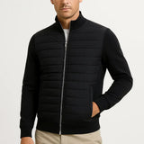Harbour Weston Men's Hybrid Jacket with Quilted Body and Knitted Sleeves - Polyester Cotton Blend