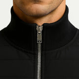 Harbour Weston Men's Hybrid Jacket with Quilted Body and Knitted Sleeves - Polyester Cotton Blend