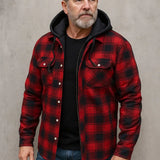 Men's Hooded Plaid Flannel Jacket