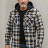 Men's Hooded Plaid Flannel Jacket