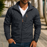 Men's Wind-Resistant Stand-Collar Full-Zip Outdoor Jacket