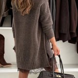 Women's Brown Autumn Oversized Roll Neck Jumper