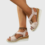 Women's Textured Strap Cushioned Platform Sandals