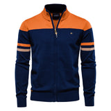 Men's Striped Zip-Up Knit Jacket
