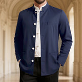 Men's Mandarin-Collar Button-Front Lightweight Jacket