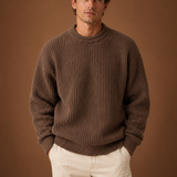 Men's Oversized Chunky Ribbed Knit Crew Neck Sweater
