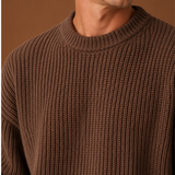 Men's Oversized Chunky Ribbed Knit Crew Neck Sweater