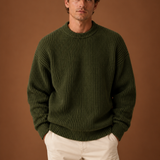 Men's Oversized Chunky Ribbed Knit Crew Neck Sweater