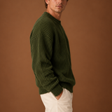 Men's Oversized Chunky Ribbed Knit Crew Neck Sweater
