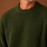 Men's Oversized Chunky Ribbed Knit Crew Neck Sweater