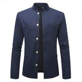 Men's Mandarin-Collar Button-Front Lightweight Jacket