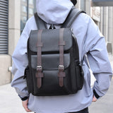 Men's Large-Capacity Multi-Pocket PU Laptop Backpack