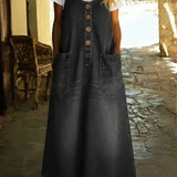 Women's Black Cotton Sleeveless Dress