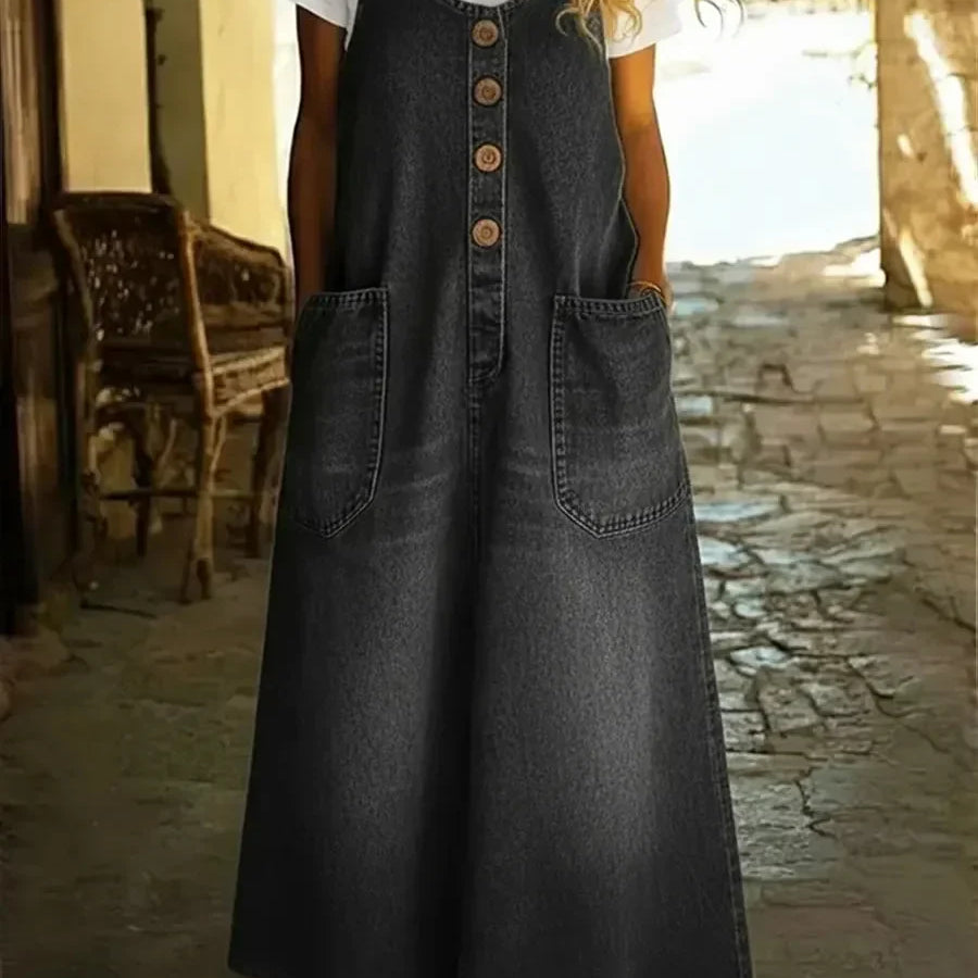Women's Black Cotton Sleeveless Dress