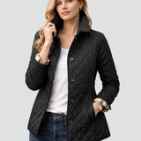 Women's Quilted Point Collar Button-Front Jacket