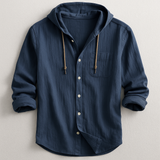 Men's Hooded Button-Up Linen Shirt