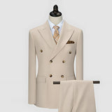 Men's Camel Double-Breasted Two Piece Set