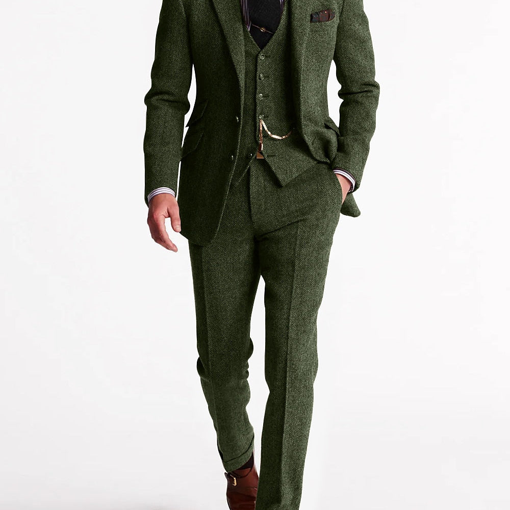 Men's Slim Fit Three-Piece Suit Set