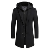 Men's Hooded Long Button Coat