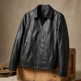 Men's Vintage Leather Zip Jacket
