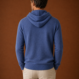 Men's Hooded Knit Sweater with Adjustable Drawstring