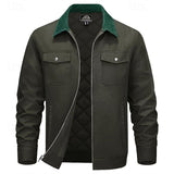 Men's Collared Utility Jacket with Roomy Pockets