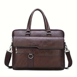 Men's Vintage PU Briefcase Bag with Adjustable Strap