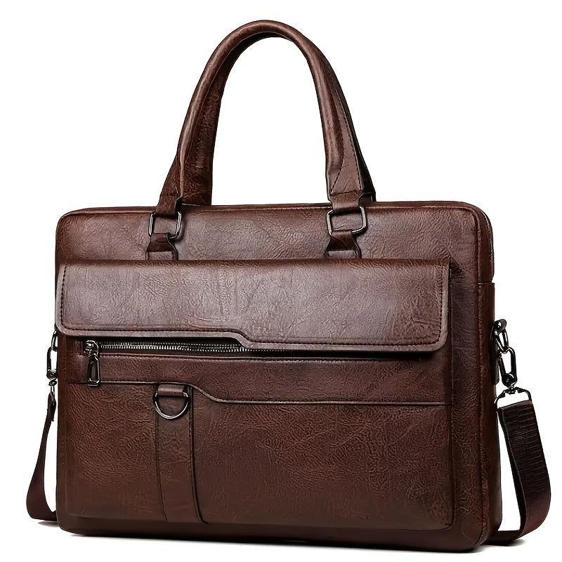 Men's Vintage PU Briefcase Bag with Adjustable Strap