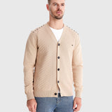 Men's Textured V-Neck Button Cardigan