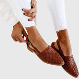 Women's Woven Synthetic Leather Slip-On Flat Sandals