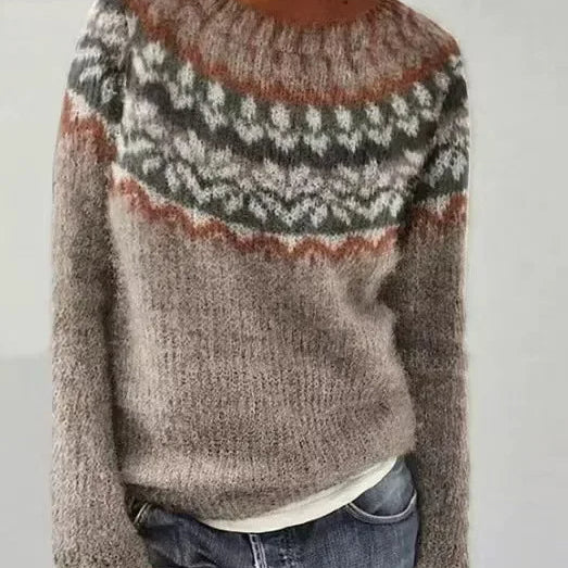 Women's Long Sleeve Fair Isle Knit Sweater
