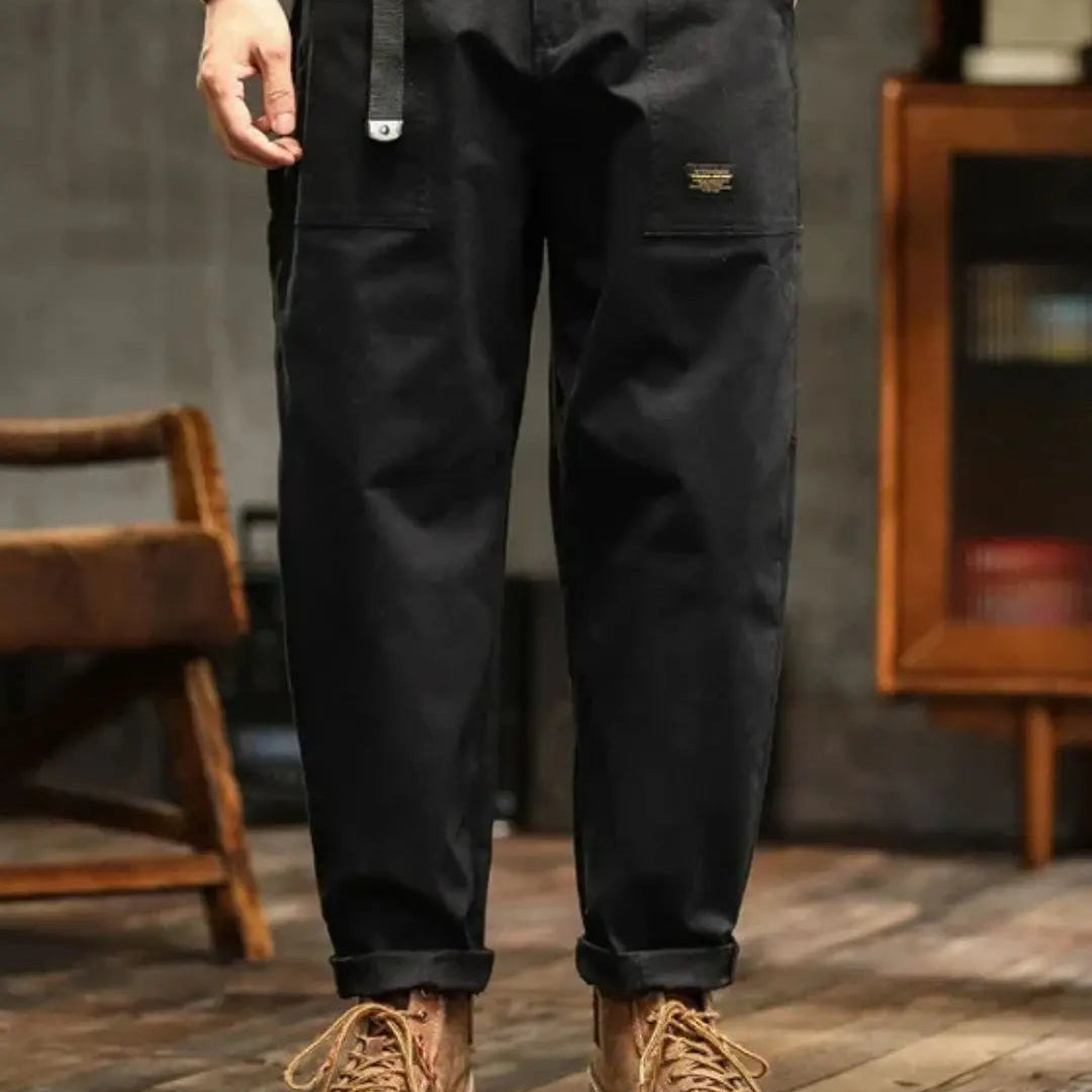 Men's Green Cargo Straight Leg Trousers