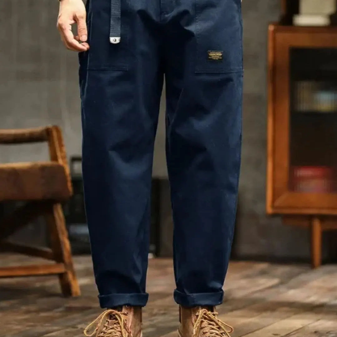 Men's Green Cargo Straight Leg Trousers