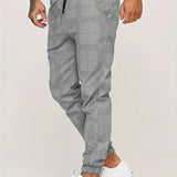 Men's Plaid Drawstring Jogger Pants
