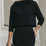 Women's Boat Neck Top and Pencil Midi Skirt Set