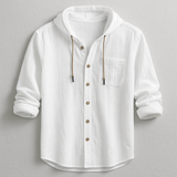 Men's Hooded Button-Up Linen Shirt